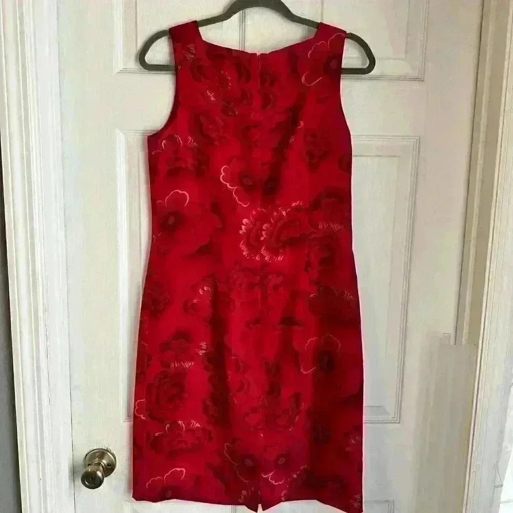 Coldwater Creek Red Floral Silk Dress Women’s Size 10 - Picture 4 of 5